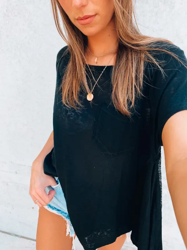 Black Oversized Pocket Tee